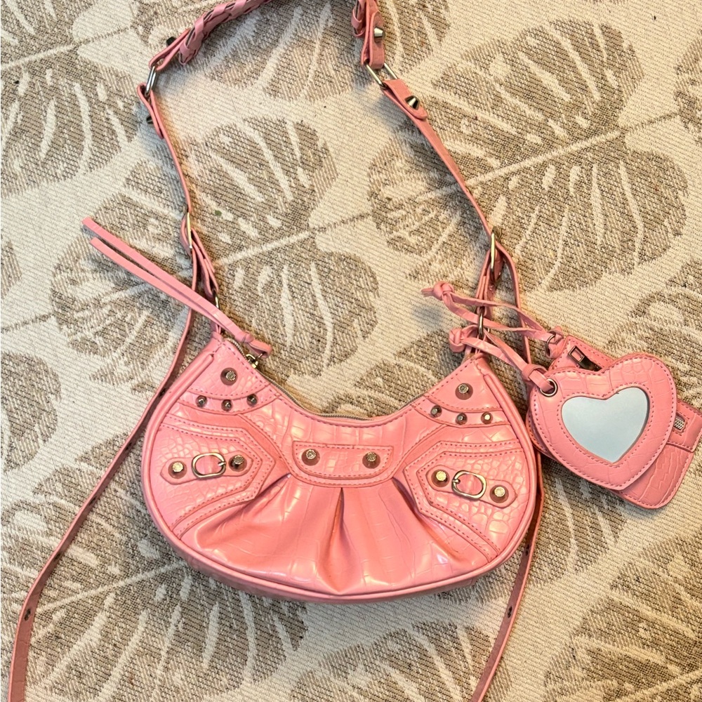 & Other Stories Pink Shoulder Bag with Heart Charm